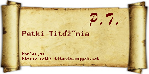 Petki Titánia névjegykártya